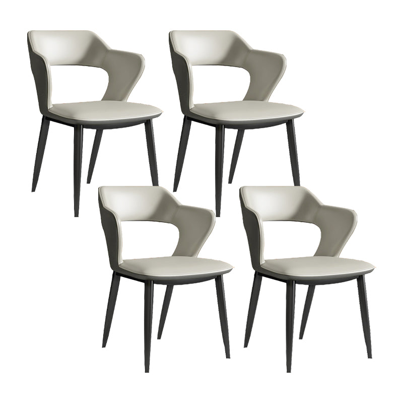 Sillas de comedor de cuero de falso silla de brazo trasero industrial con piernas negras