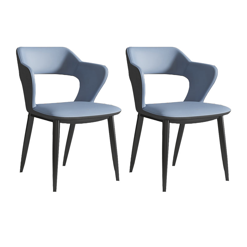 Sillas de comedor de cuero de falso silla de brazo trasero industrial con piernas negras