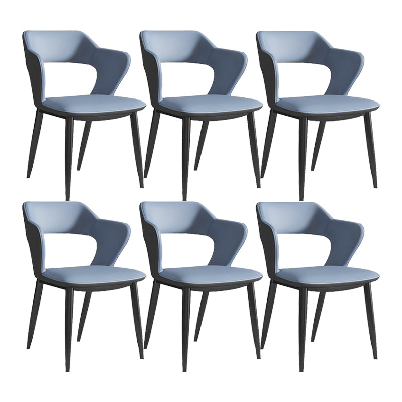 Sillas de comedor de cuero de falso silla de brazo trasero industrial con piernas negras