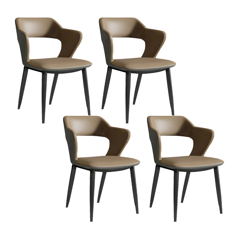 Sillas de comedor de cuero de falso silla de brazo trasero industrial con piernas negras