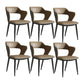 Sillas de comedor de cuero de falso silla de brazo trasero industrial con piernas negras