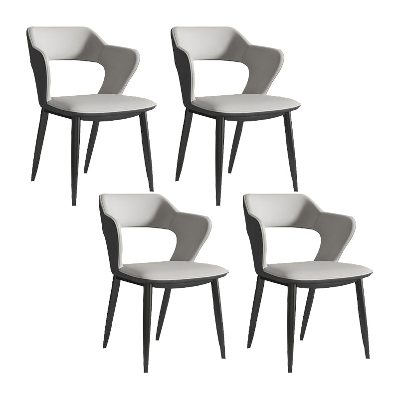 Sillas de comedor de cuero de falso silla de brazo trasero industrial con piernas negras