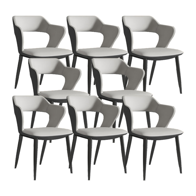 Sillas de comedor de cuero de falso silla de brazo trasero industrial con piernas negras