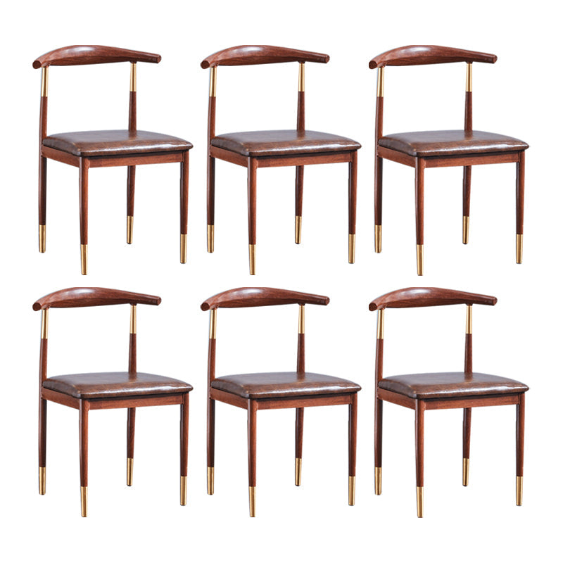 PU Leather Dining Chairs Industrial Open Back Dining Side Chair