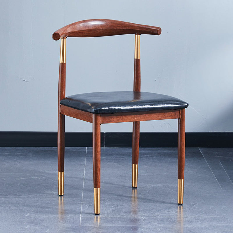 PU Leather Dining Chairs Industrial Open Back Dining Side Chair