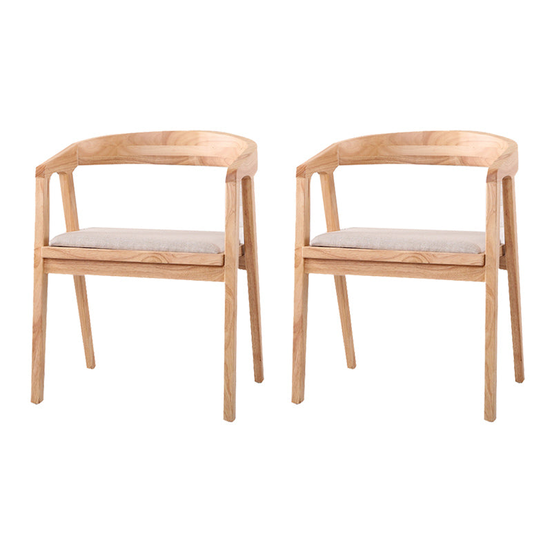 Contemporary Upholstered Arm Chair Home Rubberwood Dining Chair Natural 2 Piece Set Clearhalo 'Dining Chairs' 'Dining Tables & Seating' 'dining_chair' 'furn' 'furn_dining_chair' 'Furniture' 'Kitchen & Dining Furniture' 6869550