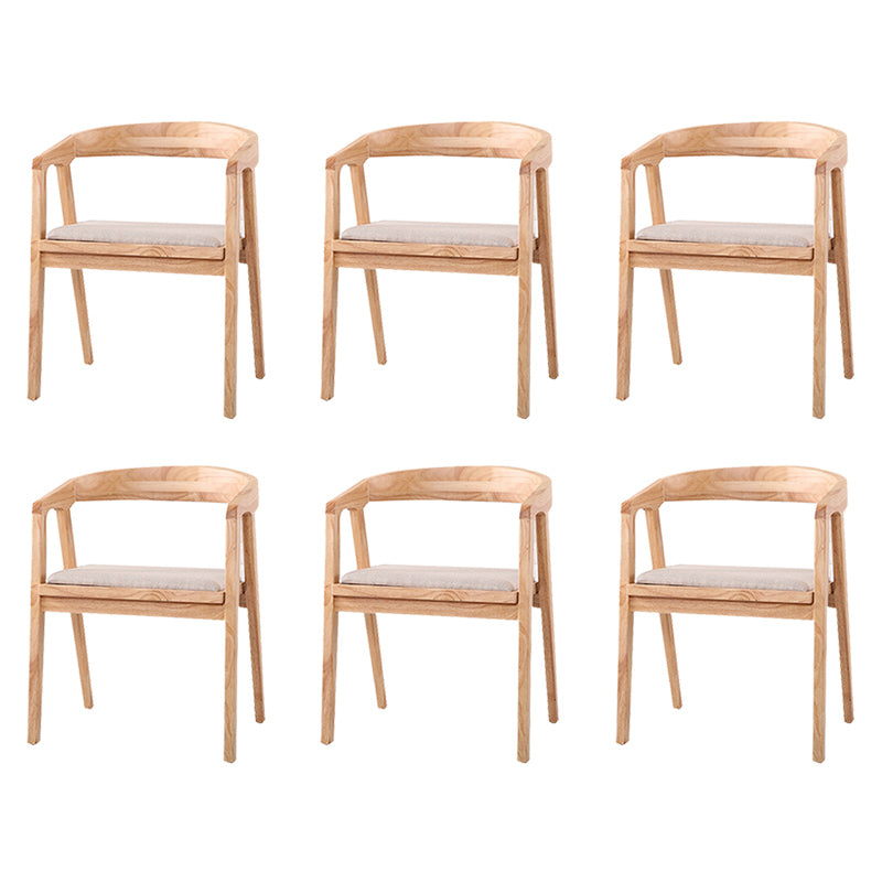Contemporary Upholstered Arm Chair Home Rubberwood Dining Chair Natural 6 Piece Set Clearhalo 'Dining Chairs' 'Dining Tables & Seating' 'dining_chair' 'furn' 'furn_dining_chair' 'Furniture' 'Kitchen & Dining Furniture' 6869554