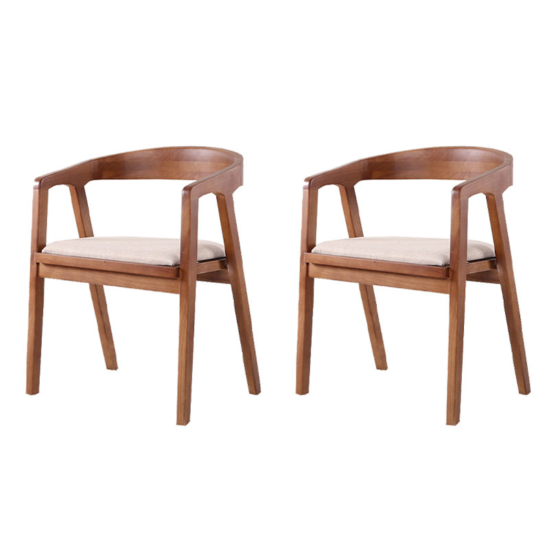 Contemporary Upholstered Arm Chair Home Rubberwood Dining Chair Light Walnut 2 Piece Set Clearhalo 'Dining Chairs' 'Dining Tables & Seating' 'dining_chair' 'furn' 'furn_dining_chair' 'Furniture' 'Kitchen & Dining Furniture' 6869559