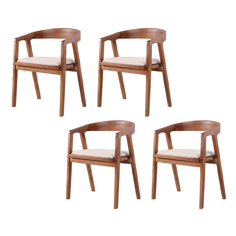 Contemporary Upholstered Arm Chair Home Rubberwood Dining Chair Light Walnut 4 Piece Set Clearhalo 'Dining Chairs' 'Dining Tables & Seating' 'dining_chair' 'furn' 'furn_dining_chair' 'Furniture' 'Kitchen & Dining Furniture' 6869561