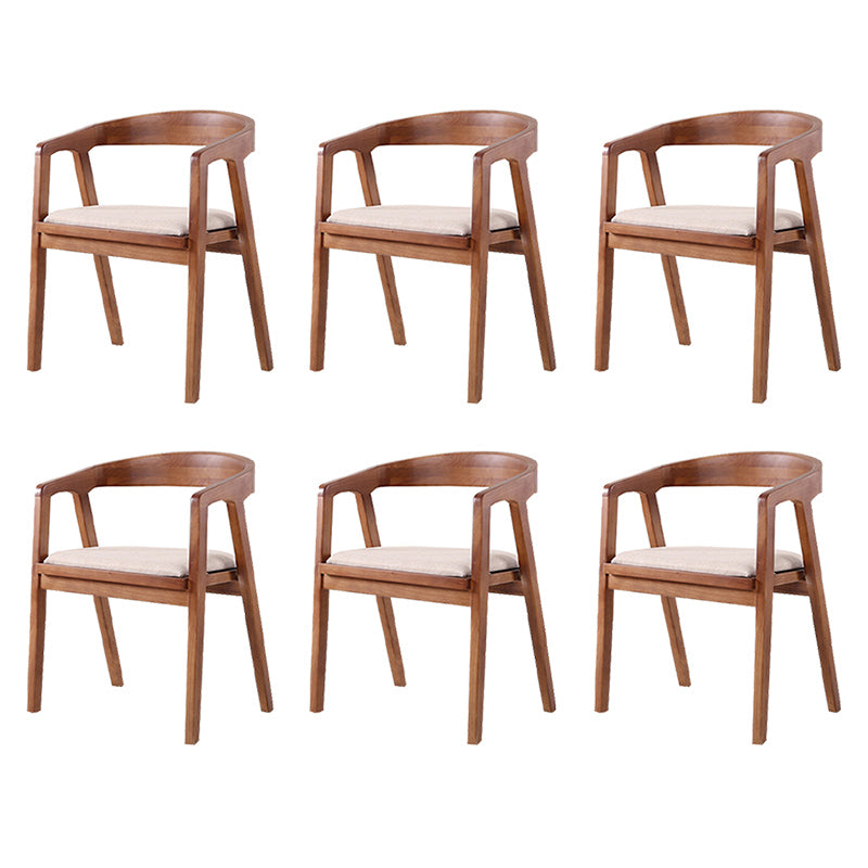 Contemporary Upholstered Arm Chair Home Rubberwood Dining Chair Light Walnut 6 Piece Set Clearhalo 'Dining Chairs' 'Dining Tables & Seating' 'dining_chair' 'furn' 'furn_dining_chair' 'Furniture' 'Kitchen & Dining Furniture' 6869563