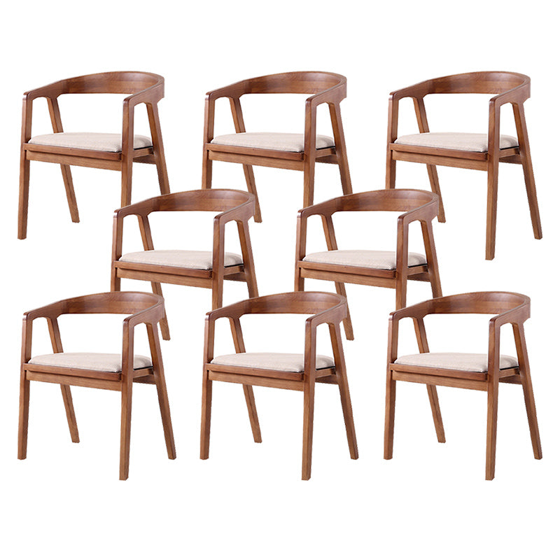 Contemporary Upholstered Arm Chair Home Rubberwood Dining Chair Light Walnut 8 Piece Set Clearhalo 'Dining Chairs' 'Dining Tables & Seating' 'dining_chair' 'furn' 'furn_dining_chair' 'Furniture' 'Kitchen & Dining Furniture' 6869565