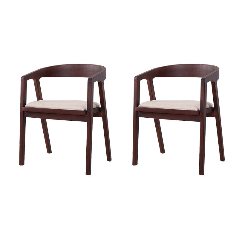 Contemporary Upholstered Arm Chair Home Rubberwood Dining Chair Nut-Brown 2 Piece Set Clearhalo 'Dining Chairs' 'Dining Tables & Seating' 'dining_chair' 'furn' 'furn_dining_chair' 'Furniture' 'Kitchen & Dining Furniture' 6869567