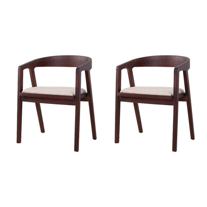 Contemporary Upholstered Arm Chair Home Rubberwood Dining Chair Nut-Brown 2 Piece Set Clearhalo 'Dining Chairs' 'Dining Tables & Seating' 'dining_chair' 'furn' 'furn_dining_chair' 'Furniture' 'Kitchen & Dining Furniture' 6869567