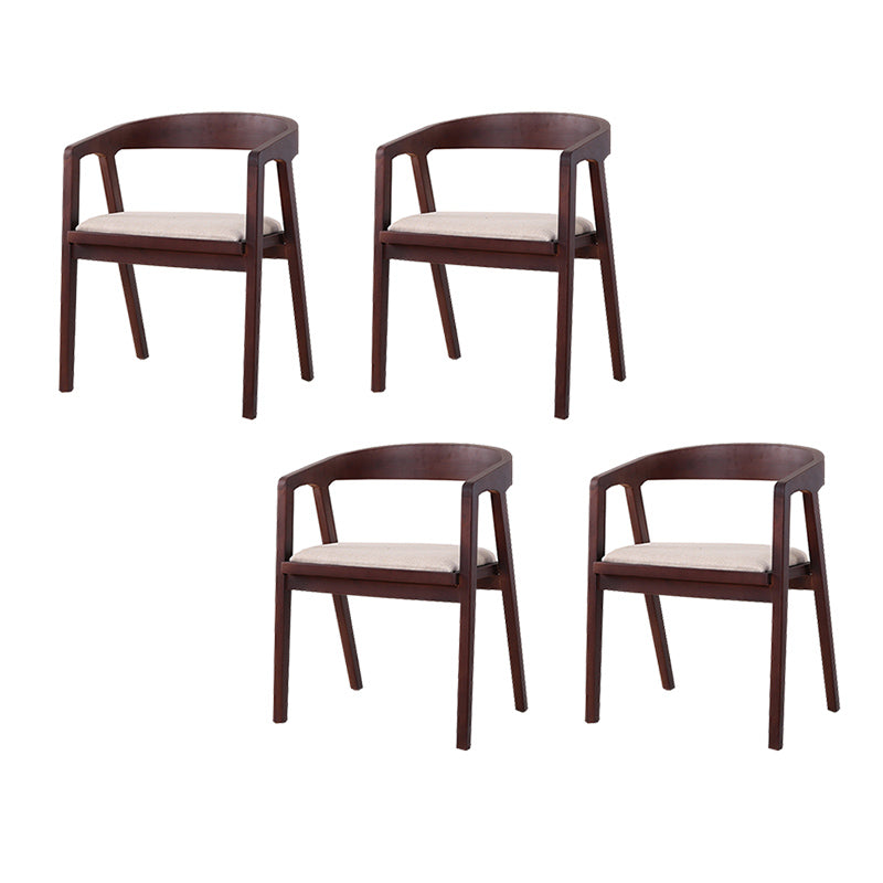 Contemporary Upholstered Arm Chair Home Rubberwood Dining Chair Nut-Brown 4 Piece Set Clearhalo 'Dining Chairs' 'Dining Tables & Seating' 'dining_chair' 'furn' 'furn_dining_chair' 'Furniture' 'Kitchen & Dining Furniture' 6869568