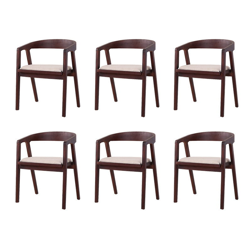 Contemporary Upholstered Arm Chair Home Rubberwood Dining Chair Nut-Brown 6 Piece Set Clearhalo 'Dining Chairs' 'Dining Tables & Seating' 'dining_chair' 'furn' 'furn_dining_chair' 'Furniture' 'Kitchen & Dining Furniture' 6869569
