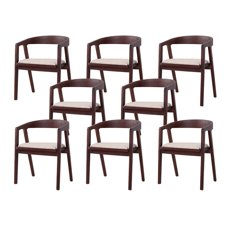 Contemporary Upholstered Arm Chair Home Rubberwood Dining Chair Nut-Brown 8 Piece Set Clearhalo 'Dining Chairs' 'Dining Tables & Seating' 'dining_chair' 'furn' 'furn_dining_chair' 'Furniture' 'Kitchen & Dining Furniture' 6869570