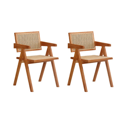 Dining Room Arm Dining Chair Home Solid Wood Cane Back Dining Chair Cherry 2 Piece Set Clearhalo 'Dining Chairs' 'Dining Tables & Seating' 'dining_chair' 'furn' 'furn_dining_chair' 'Furniture' 'Kitchen & Dining Furniture' 6869574