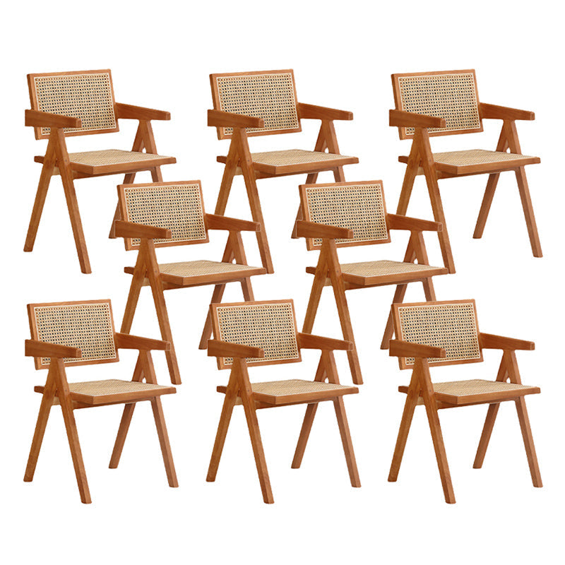 Dining Room Arm Dining Chair Home Solid Wood Cane Back Dining Chair Cherry 8 Piece Set Clearhalo 'Dining Chairs' 'Dining Tables & Seating' 'dining_chair' 'furn' 'furn_dining_chair' 'Furniture' 'Kitchen & Dining Furniture' 6869580
