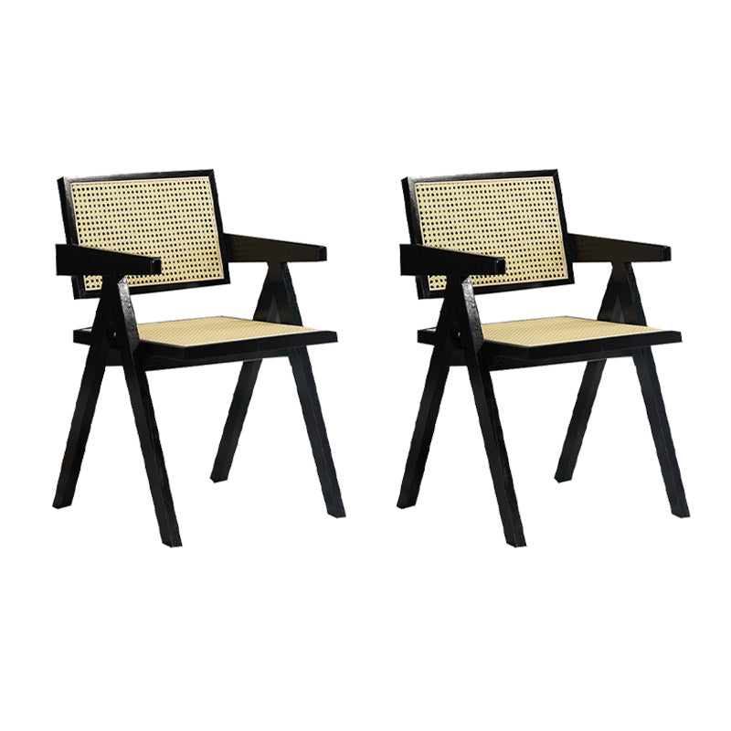 Dining Room Arm Dining Chair Home Solid Wood Cane Back Dining Chair Black 2 Piece Set Clearhalo 'Dining Chairs' 'Dining Tables & Seating' 'dining_chair' 'furn' 'furn_dining_chair' 'Furniture' 'Kitchen & Dining Furniture' 6869582