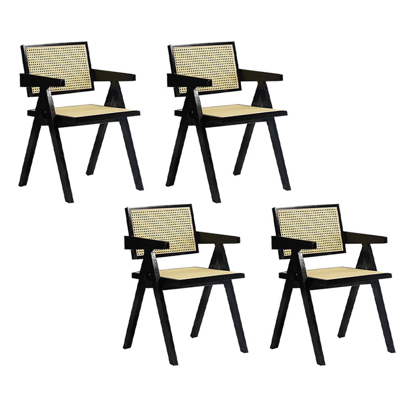 Dining Room Arm Dining Chair Home Solid Wood Cane Back Dining Chair Black 4 Piece Set Clearhalo 'Dining Chairs' 'Dining Tables & Seating' 'dining_chair' 'furn' 'furn_dining_chair' 'Furniture' 'Kitchen & Dining Furniture' 6869585