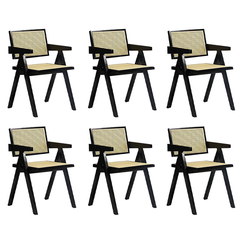 Dining Room Arm Dining Chair Home Solid Wood Cane Back Dining Chair Black 6 Piece Set Clearhalo 'Dining Chairs' 'Dining Tables & Seating' 'dining_chair' 'furn' 'furn_dining_chair' 'Furniture' 'Kitchen & Dining Furniture' 6869587