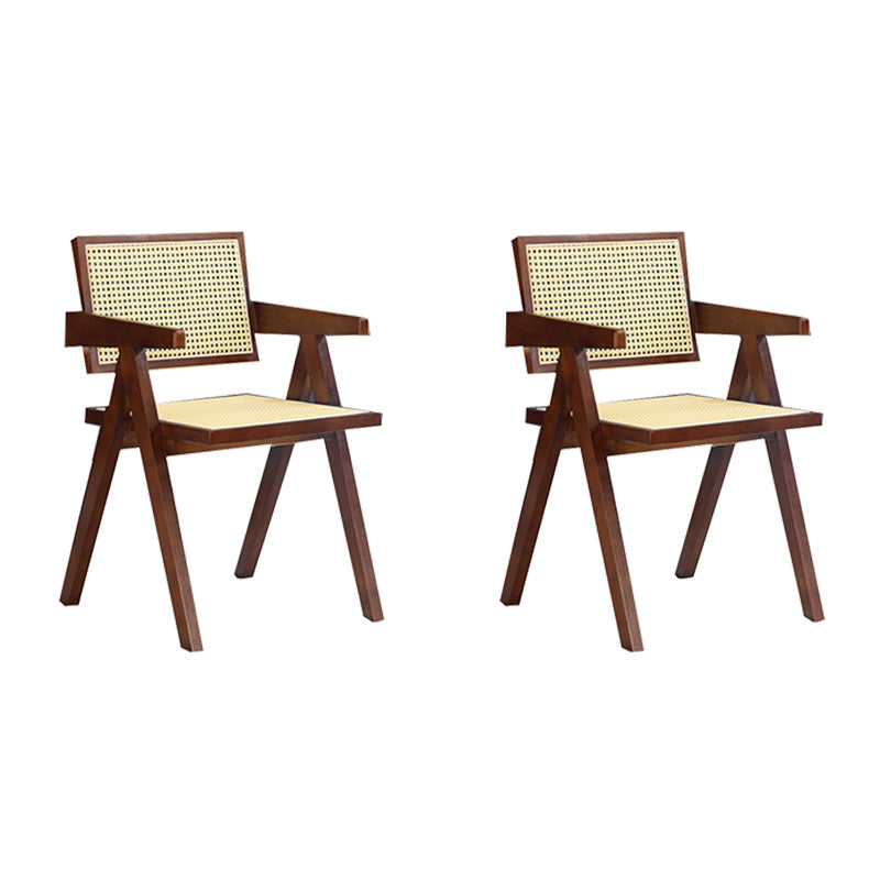 Dining Room Arm Dining Chair Home Solid Wood Cane Back Dining Chair Nut-Brown 2 Piece Set Clearhalo 'Dining Chairs' 'Dining Tables & Seating' 'dining_chair' 'furn' 'furn_dining_chair' 'Furniture' 'Kitchen & Dining Furniture' 6869589