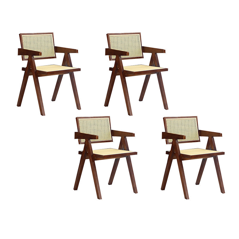 Dining Room Arm Dining Chair Home Solid Wood Cane Back Dining Chair Nut-Brown 4 Piece Set Clearhalo 'Dining Chairs' 'Dining Tables & Seating' 'dining_chair' 'furn' 'furn_dining_chair' 'Furniture' 'Kitchen & Dining Furniture' 6869590