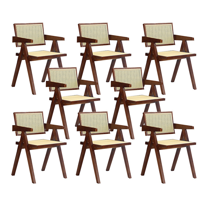 Dining Room Arm Dining Chair Home Solid Wood Cane Back Dining Chair Nut-Brown 8 Piece Set Clearhalo 'Dining Chairs' 'Dining Tables & Seating' 'dining_chair' 'furn' 'furn_dining_chair' 'Furniture' 'Kitchen & Dining Furniture' 6869592