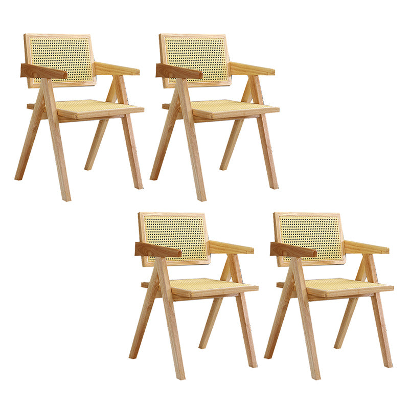 Dining Room Arm Dining Chair Home Solid Wood Cane Back Dining Chair Natural 4 Piece Set Clearhalo 'Dining Chairs' 'Dining Tables & Seating' 'dining_chair' 'furn' 'furn_dining_chair' 'Furniture' 'Kitchen & Dining Furniture' 6869594