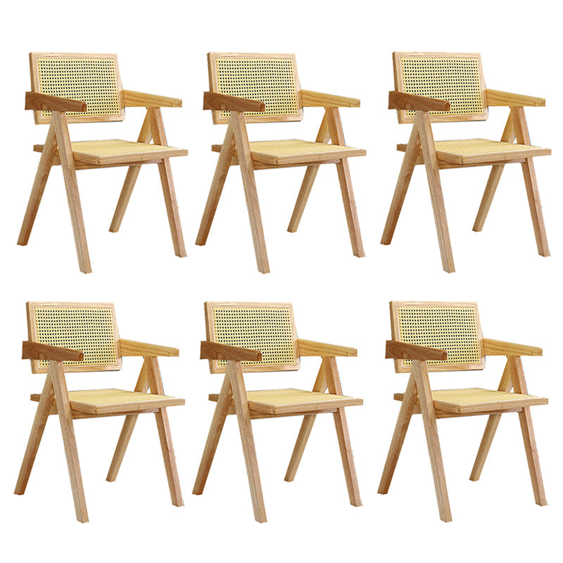Dining Room Arm Dining Chair Home Solid Wood Cane Back Dining Chair Natural 6 Piece Set Clearhalo 'Dining Chairs' 'Dining Tables & Seating' 'dining_chair' 'furn' 'furn_dining_chair' 'Furniture' 'Kitchen & Dining Furniture' 6869595