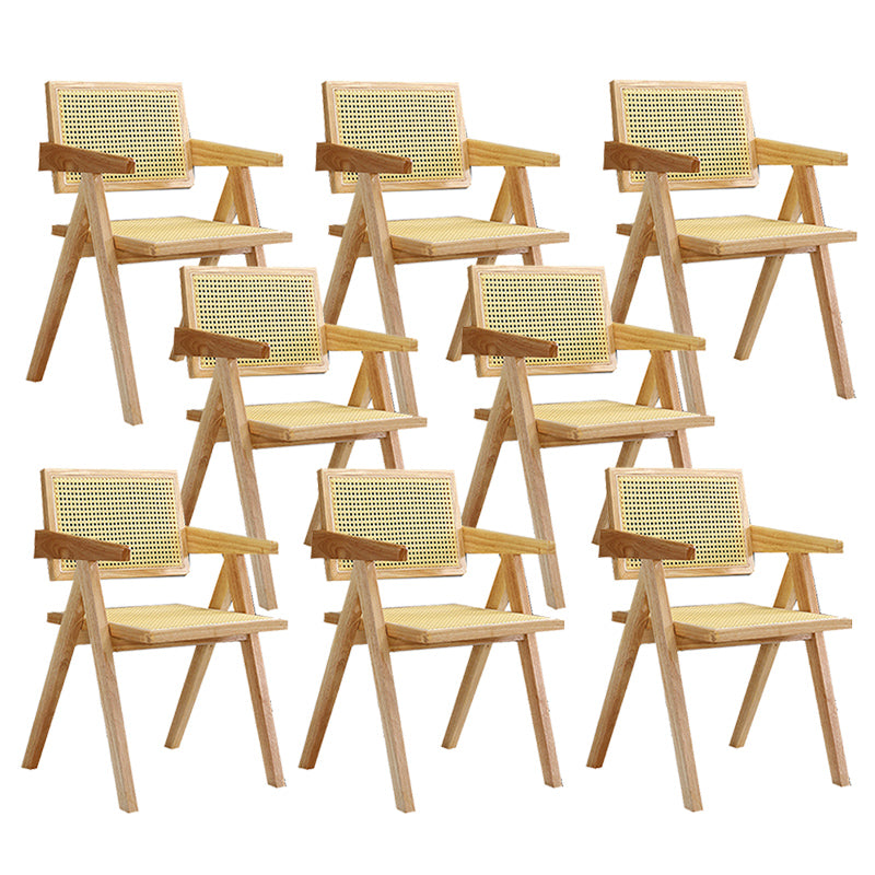 Dining Room Arm Dining Chair Home Solid Wood Cane Back Dining Chair Natural 8 Piece Set Clearhalo 'Dining Chairs' 'Dining Tables & Seating' 'dining_chair' 'furn' 'furn_dining_chair' 'Furniture' 'Kitchen & Dining Furniture' 6869596