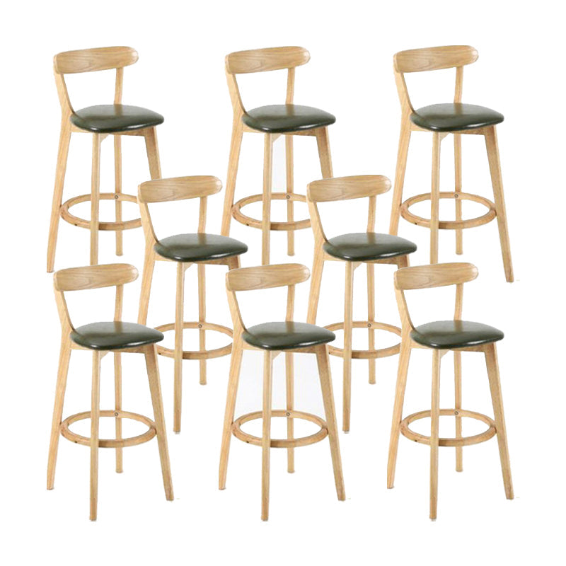 Industrial Backrest Armless Counter Stool Wood Cafe Bar Stool with Cushion and Pedal