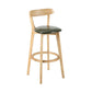 Industrial Backrest Armless Counter Stool Wood Cafe Bar Stool with Cushion and Pedal
