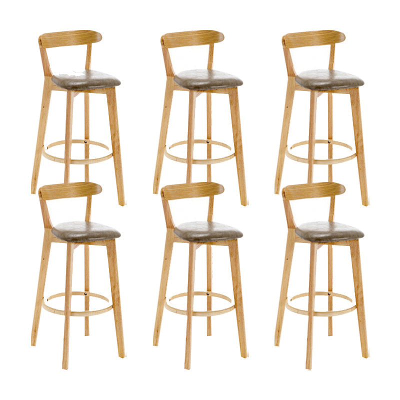 Industrial Backrest Armless Counter Stool Wood Cafe Bar Stool with Cushion and Pedal