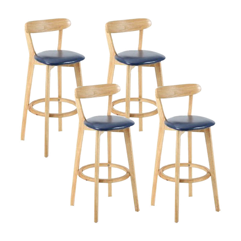Industrial Backrest Armless Counter Stool Wood Cafe Bar Stool with Cushion and Pedal