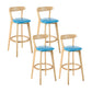 Industrial Backrest Armless Counter Stool Wood Cafe Bar Stool with Cushion and Pedal