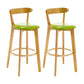 Industrial Backrest Armless Counter Stool Wood Cafe Bar Stool with Cushion and Pedal
