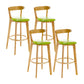 Industrial Backrest Armless Counter Stool Wood Cafe Bar Stool with Cushion and Pedal