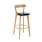 Industrial Backrest Armless Counter Stool Wood Cafe Bar Stool with Cushion and Pedal