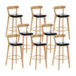 Industrial Backrest Armless Counter Stool Wood Cafe Bar Stool with Cushion and Pedal