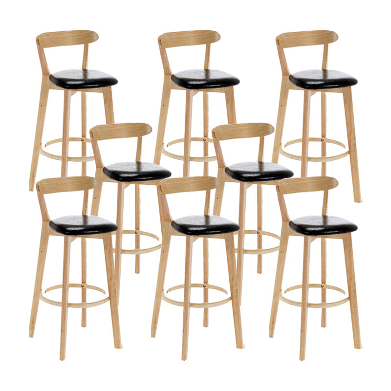 Industrial Backrest Armless Counter Stool Wood Cafe Bar Stool with Cushion and Pedal