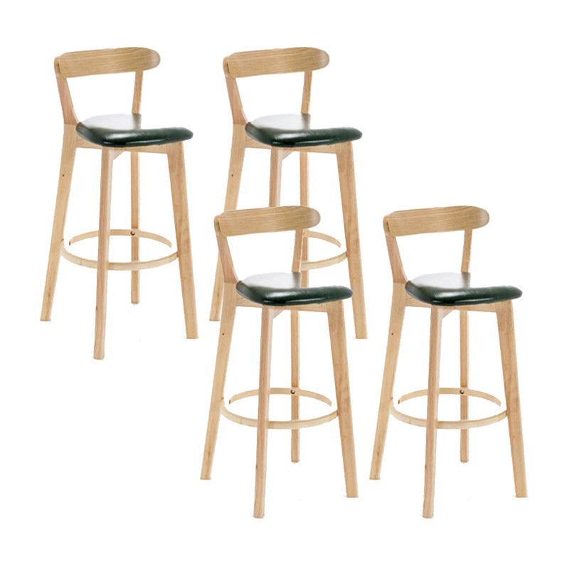 Industrial Backrest Armless Counter Stool Wood Cafe Bar Stool with Cushion and Pedal