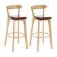 Industrial Backrest Armless Counter Stool Wood Cafe Bar Stool with Cushion and Pedal