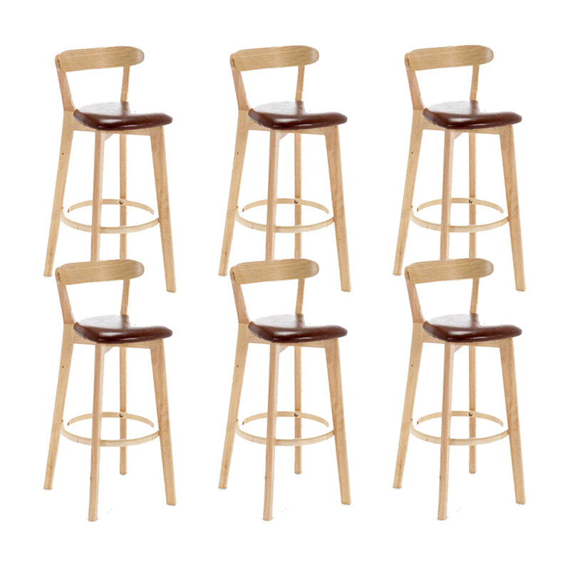 Industrial Backrest Armless Counter Stool Wood Cafe Bar Stool with Cushion and Pedal