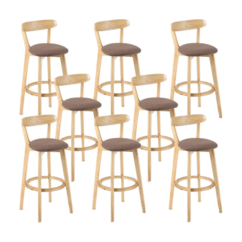 Industrial Backrest Armless Counter Stool Wood Cafe Bar Stool with Cushion and Pedal