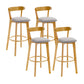 Industrial Backrest Armless Counter Stool Wood Cafe Bar Stool with Cushion and Pedal