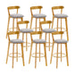 Industrial Backrest Armless Counter Stool Wood Cafe Bar Stool with Cushion and Pedal