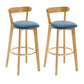 Industrial Backrest Armless Counter Stool Wood Cafe Bar Stool with Cushion and Pedal