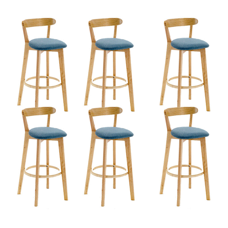 Industrial Backrest Armless Counter Stool Wood Cafe Bar Stool with Cushion and Pedal