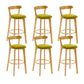 Industrial Backrest Armless Counter Stool Wood Cafe Bar Stool with Cushion and Pedal
